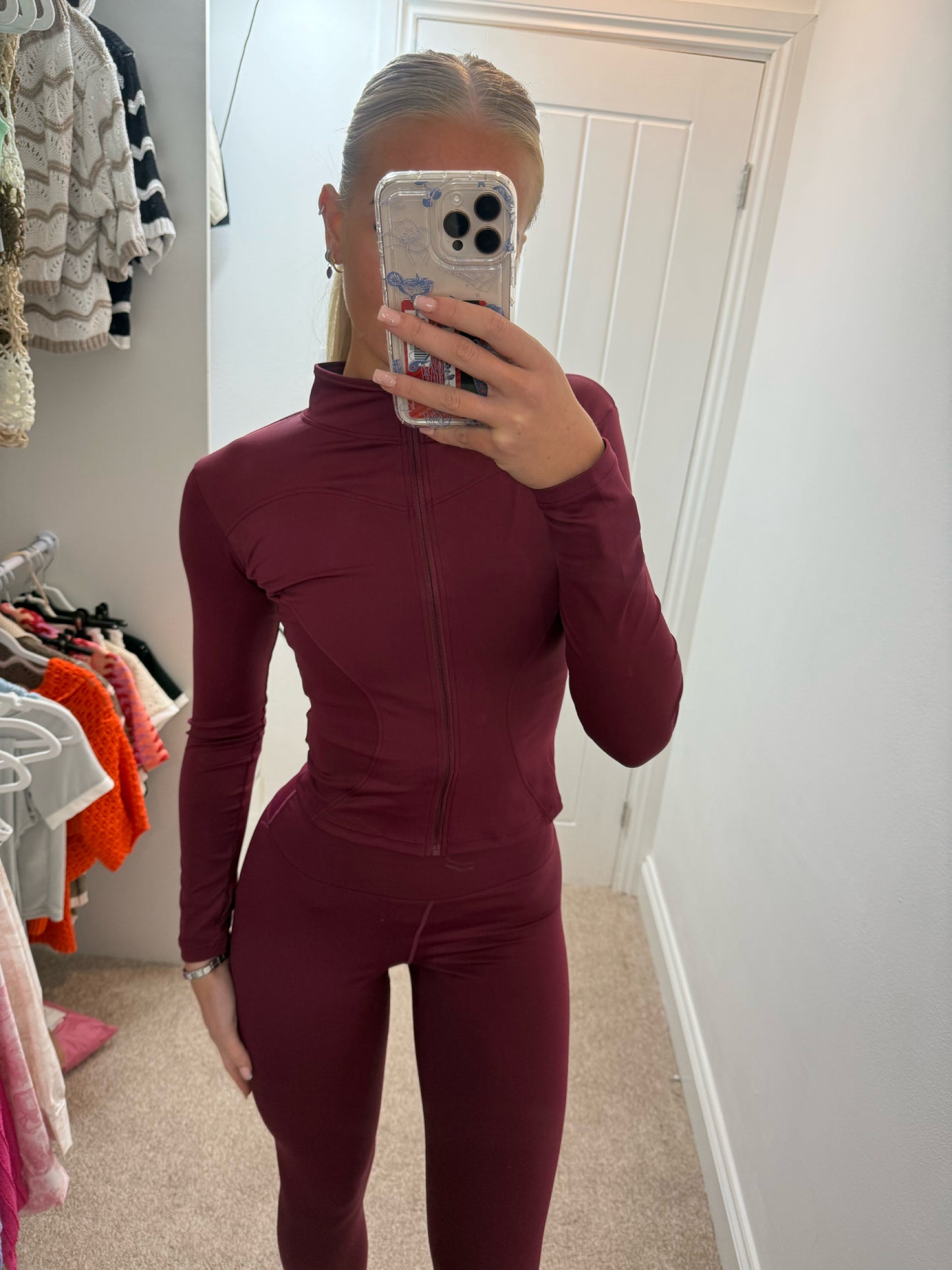 Zip Up Gym Set - Burgundy
