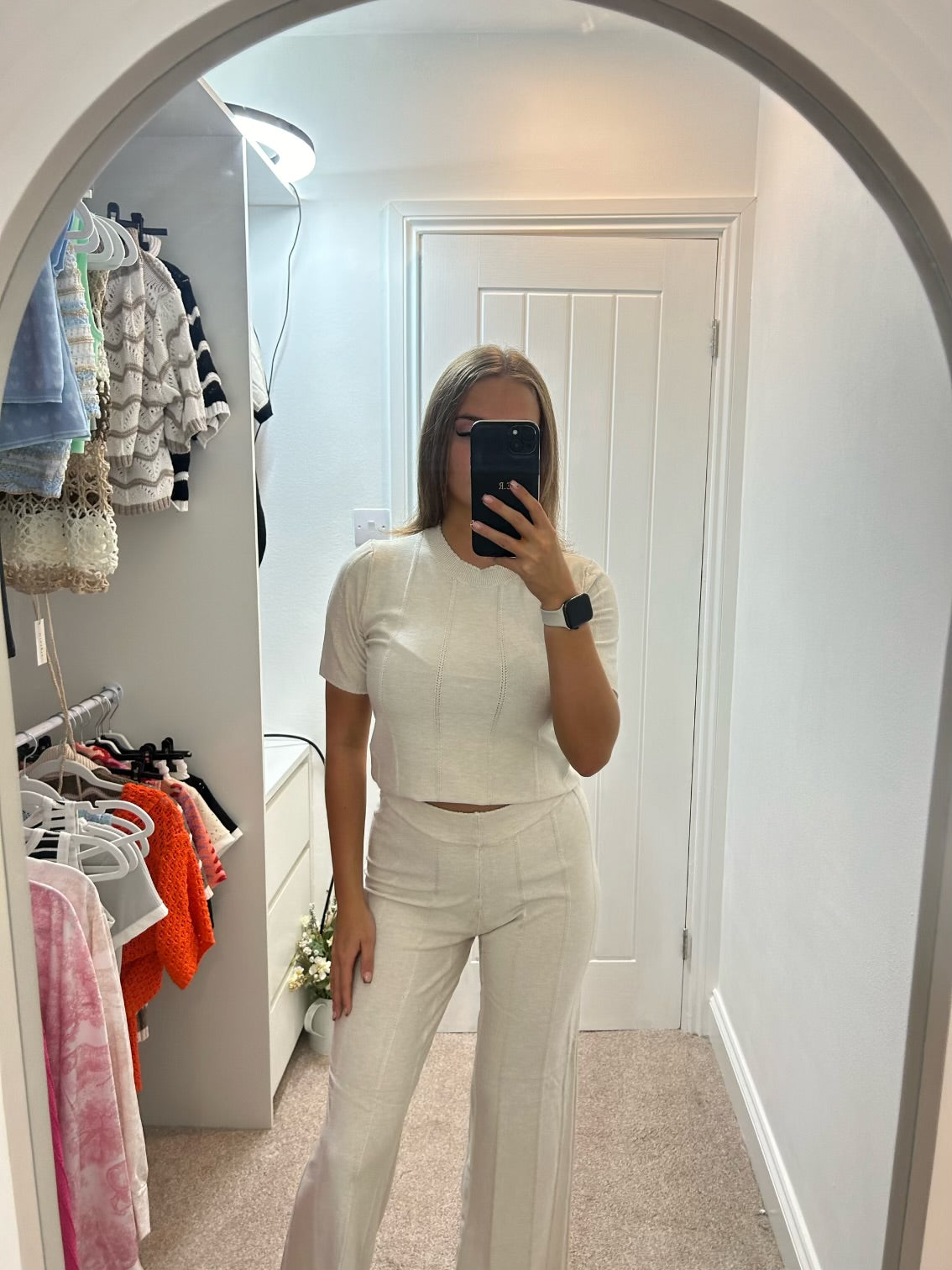 Straight Leg Loungewear Set - Cream