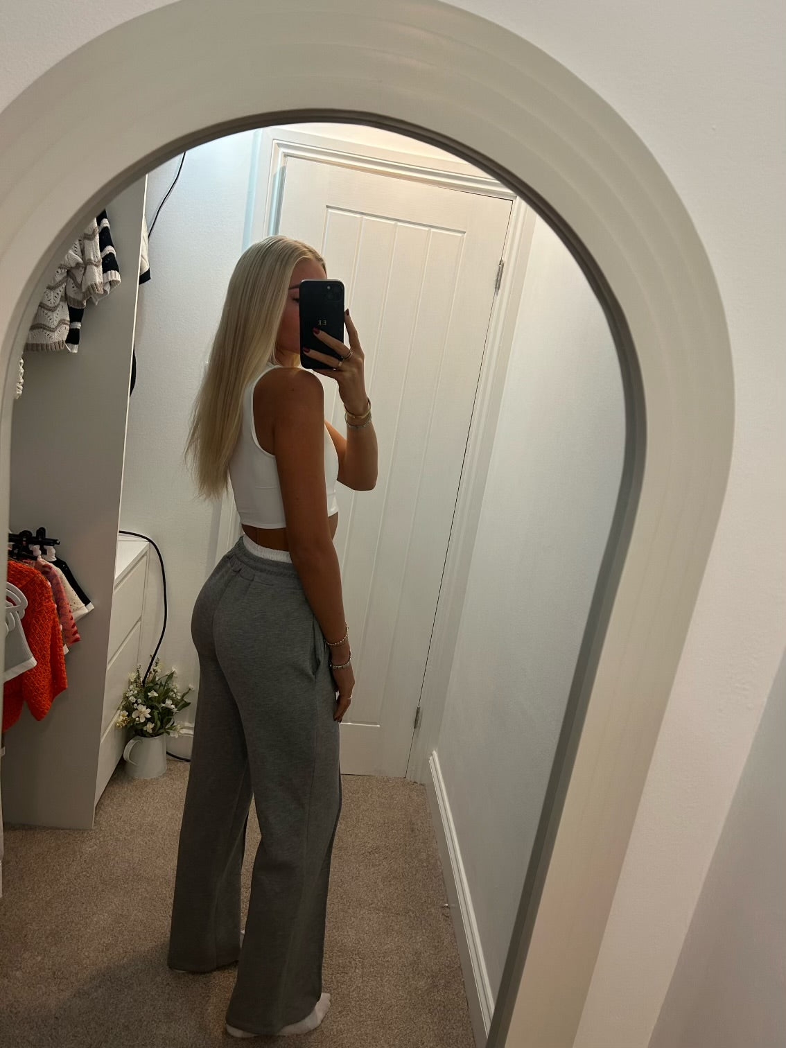 White Waistband Joggers - Grey