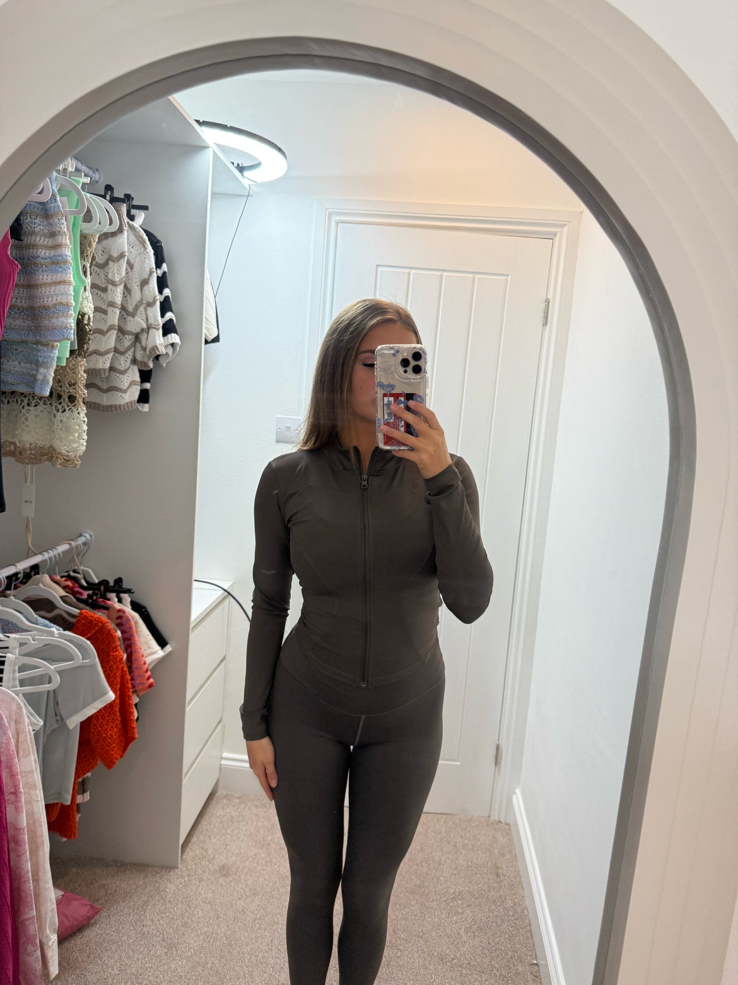 Zip Up Gym Set - Brown