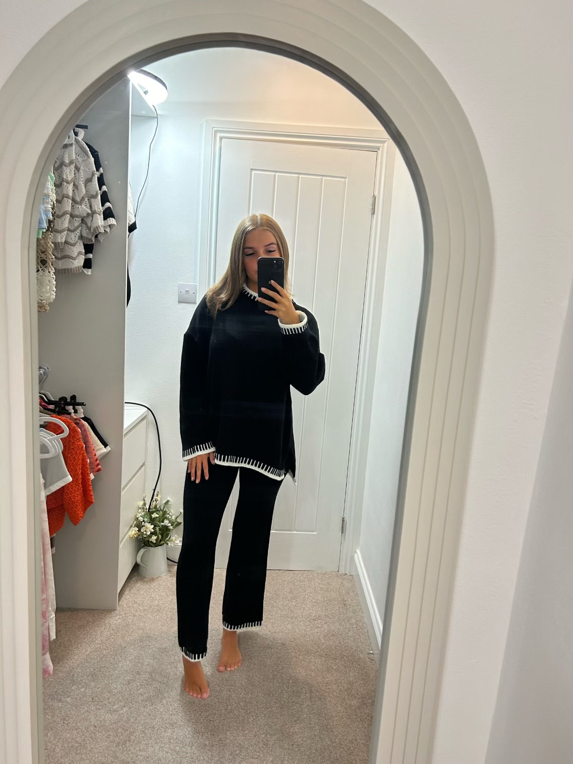 Knitted Sweater Set - Black