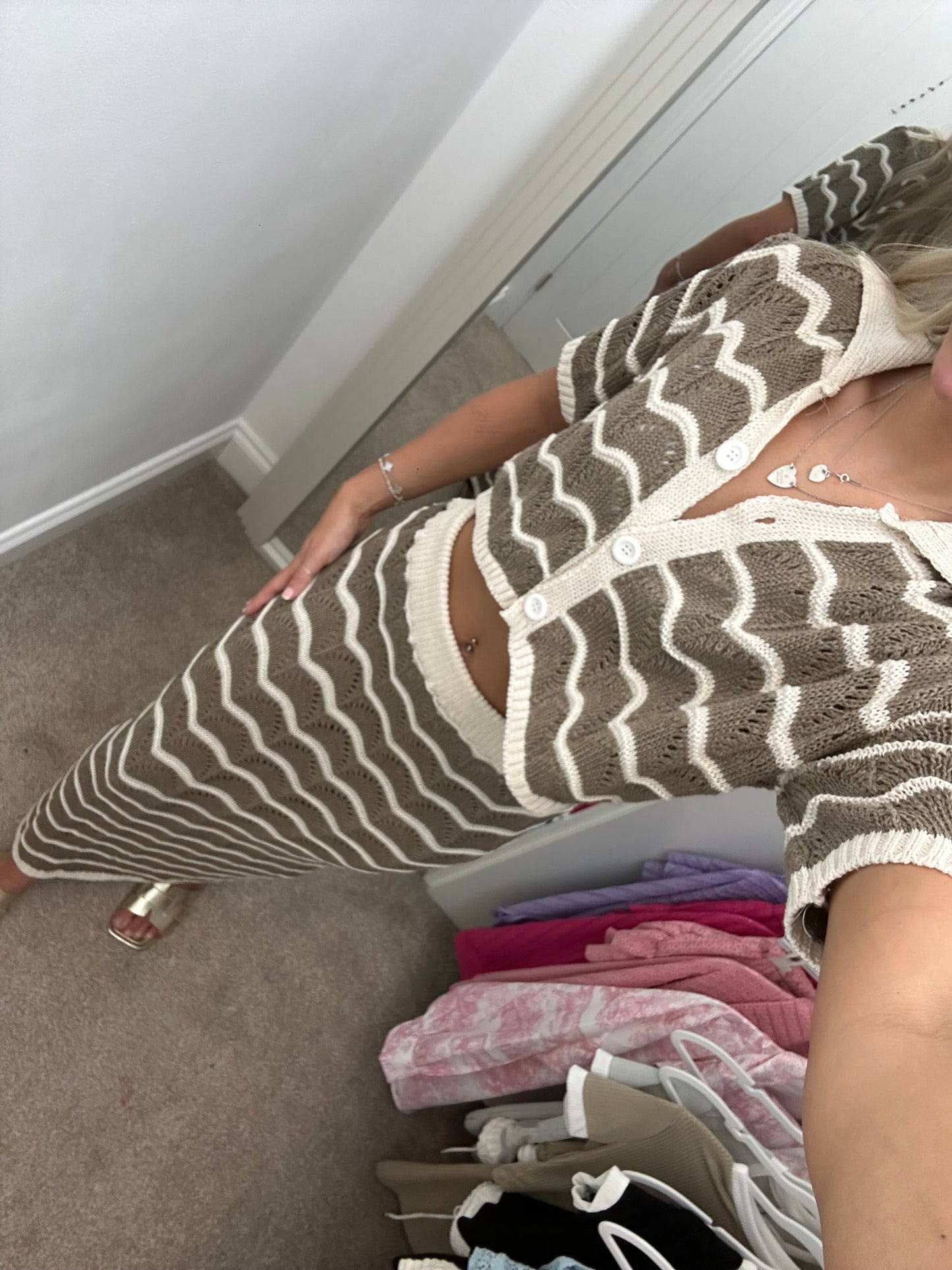 Striped crochet skirt & top set