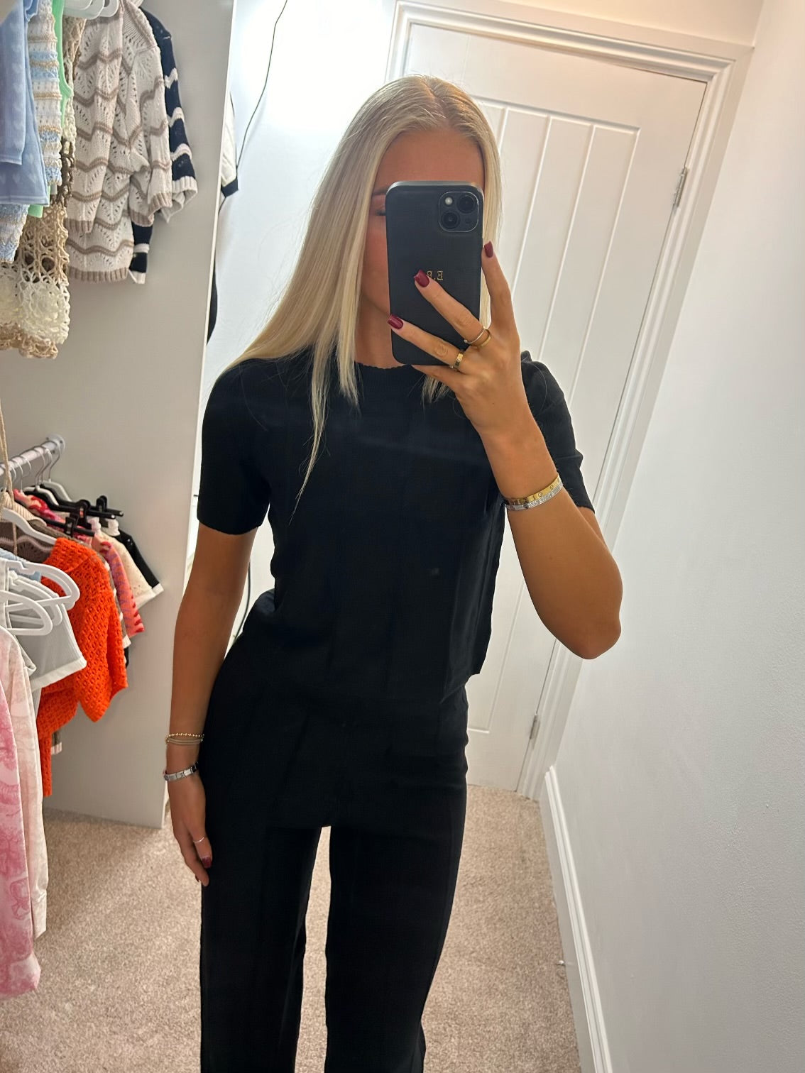 Straight Leg Loungewear Set - Black
