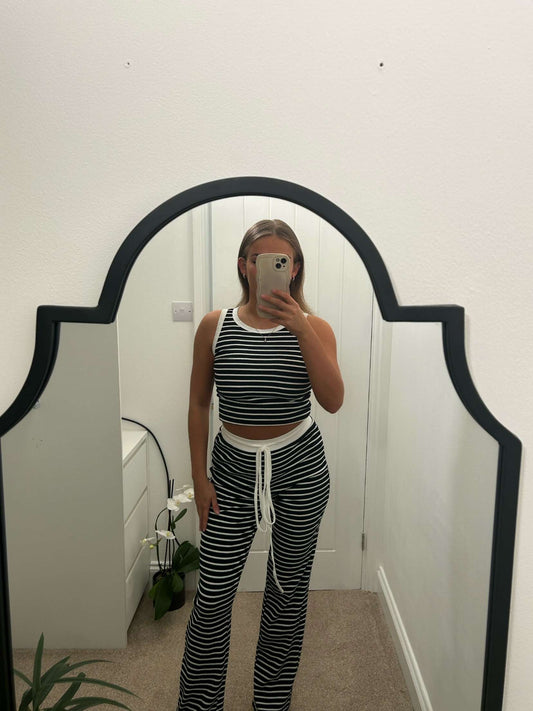 Black Striped Trouser Set