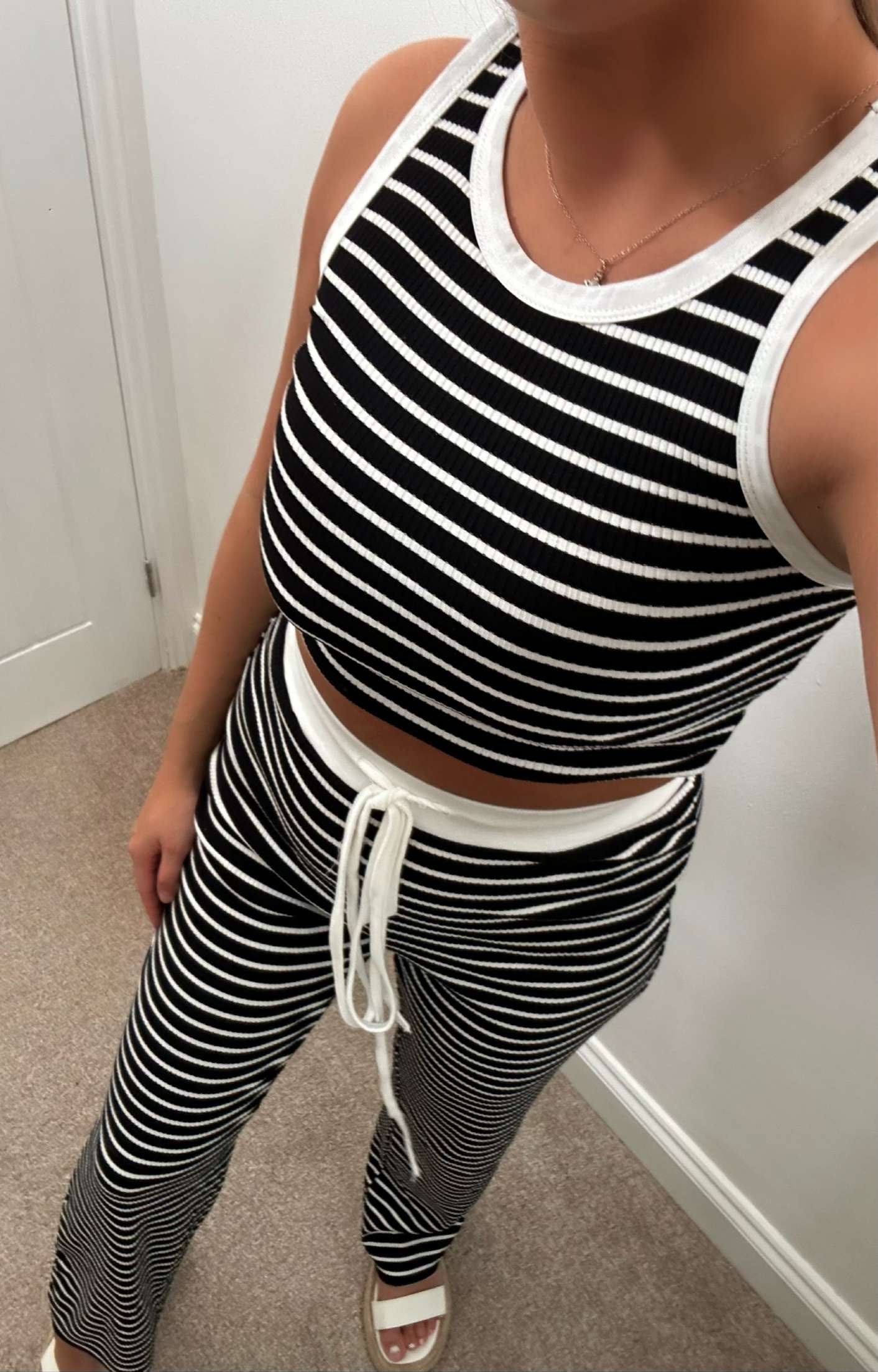 Black Striped Trouser Set