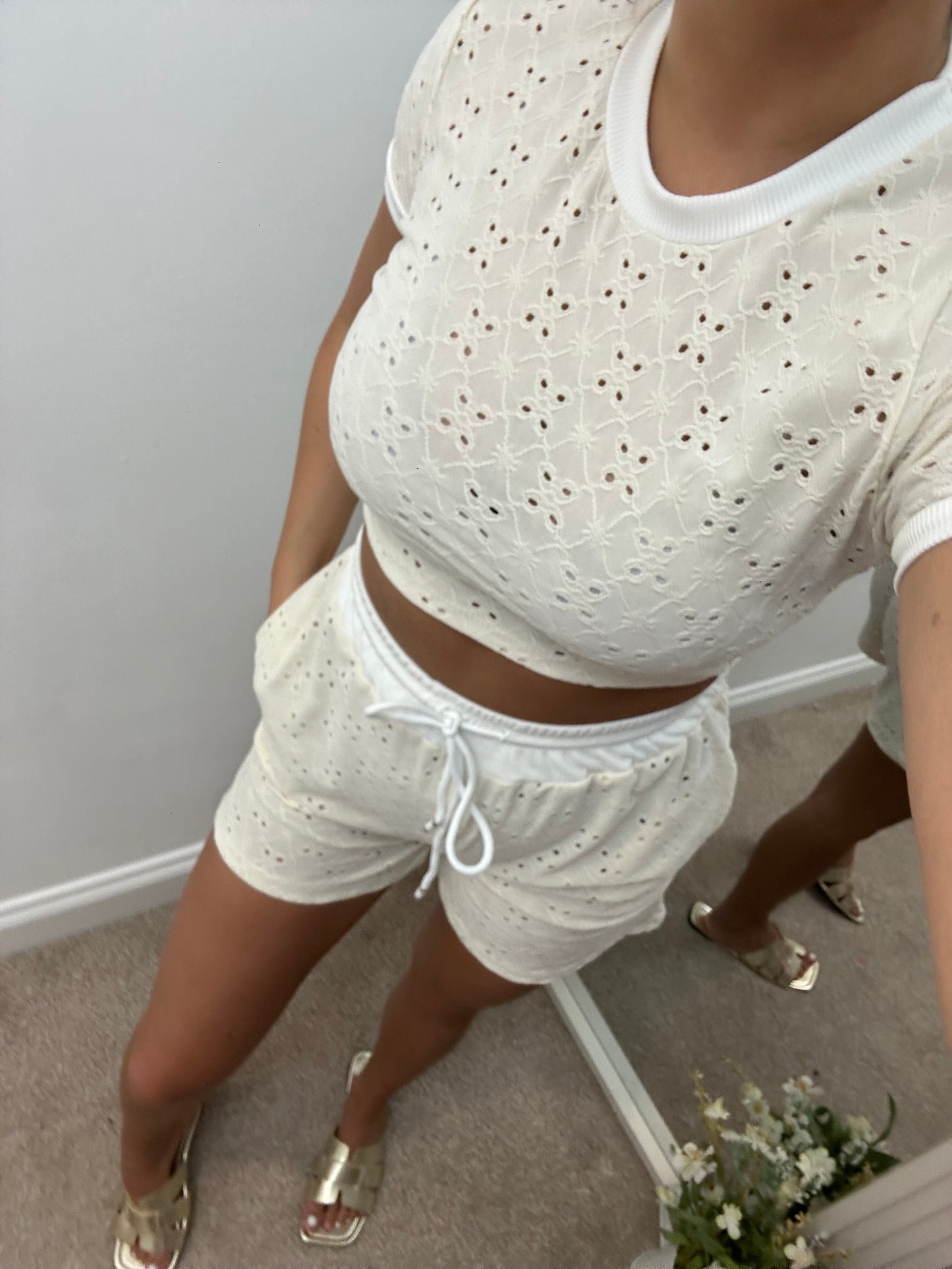 Flower short co ord - beige